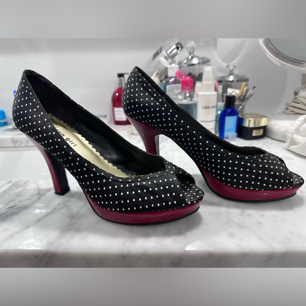 Chic Black and White Polka Dot Heels